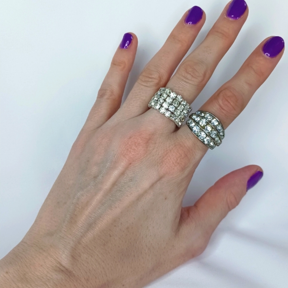 Silver Rhinestone Ring Set.